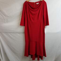 Calvin Klein Red Cow Neck Quarter Sleeve Mermaid Dress - Size 16