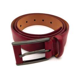 Giorgio ARMANI Red Italian Leather Belt w/ Silver Tone Metal & Red Leather Buckle with COA