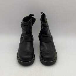 Harley Davidson Womens Black Leather Round Toe Ankle Biker Boots Size 8