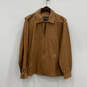 Mens Brown Long Sleeve Collared Pockets Full Zip Leather Jacket Size XL image number 1