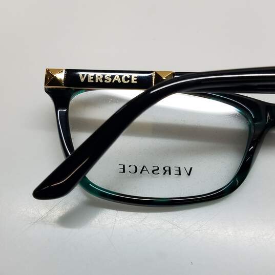 AUTHENTICATED Versace Green Havana Rectangular Frame Eyeglasses image number 3