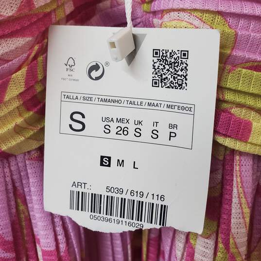 Zara Pink Floral Print Pleated Mini Sleeveless Dress Size S image number 4