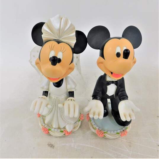 Mickey & Minnie Mouse Wedding Magnetic Kissing BobbleHead Figures image number 1