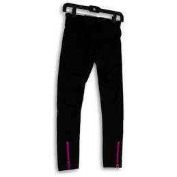Womens Black Pink Stretch Elastic Wasit Pull On Ankle Zip Leggings Size S alternative image