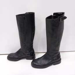 Women's Black Leather Boots Size 7.5 alternative image