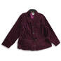 Womens Purple Long Sleeve Collared Belted Toggle Front Jacket Size 2X image number 1