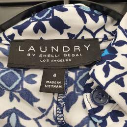 Laundry By Shelli Women White/Blue Graphic Dress Sz4 NWT