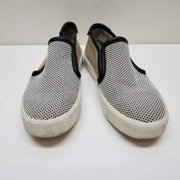 Vince Women's Bram Slip On Shoe Size 6.5 White Mesh Black Leather Sneaker Loafer alternative image