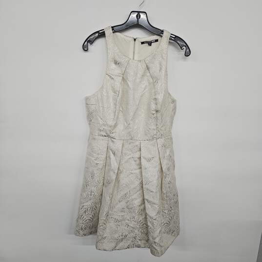 Midi Sleeveless Cream Pleated Dress image number 1