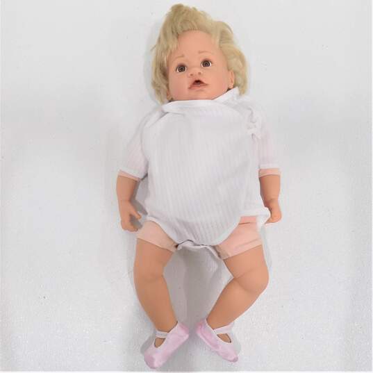 Gotz  Germany Baby Girl Reborn Doll Weighted Blonde Hair Brown Eyes image number 1