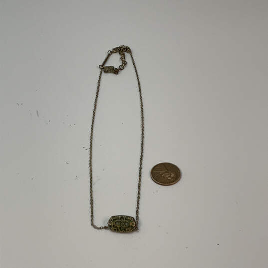 Designer Kendra Scott Gold-Tone Green Crystal Cut Stone Pendant Necklace image number 2