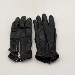 Harley-Davidson Mens Black Leather Zipper Riding Gloves Size Large