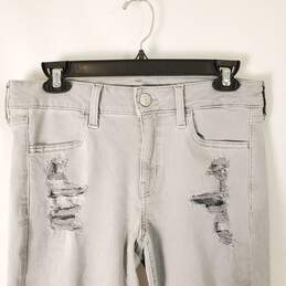 American Eagle Women Grey Distressed Jeans Sz 6 alternative image