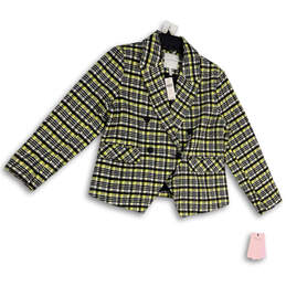 NWT Womens Multicolor Plaid Long Sleeve Double Breasted Blazer Size LP