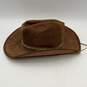 Stetson Mens Brown Leather Wide Brim Feather Cowboy Western Hat Size 7.12 image number 1