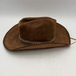 Stetson Mens Brown Leather Wide Brim Feather Cowboy Western Hat Size 7.12