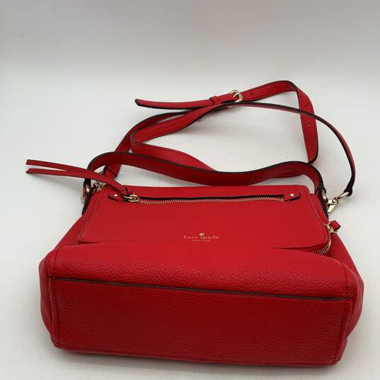 Kate Spade Womens Red Leather Adjustable Strap Zipper Crossbody Bag Purse image number 1