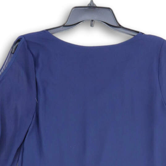 Womens Blue V-Neck Flirty Hem Long Sleeve Give Me a Shift Dress Size XS image number 4