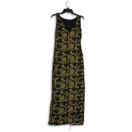 Womens Gold Black Floral Sleeveless V-Neck Back Zip Maxi Dress Size 6 alternative image