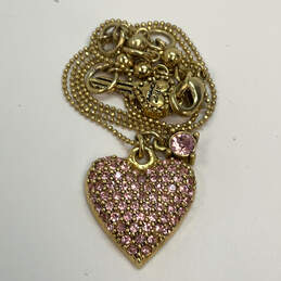 Designer Betsey Johnson Gold-Tone Pink Rhinestone Heart Pendant Necklace alternative image