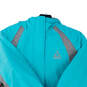 Girls Gray Blue Long Sleeve Full-Zip Pockets Hooded Winter Ski Jacket Size Large image number 3