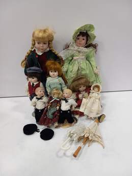 Lot Of 9 Vintage Assorted Porcelain Dolls