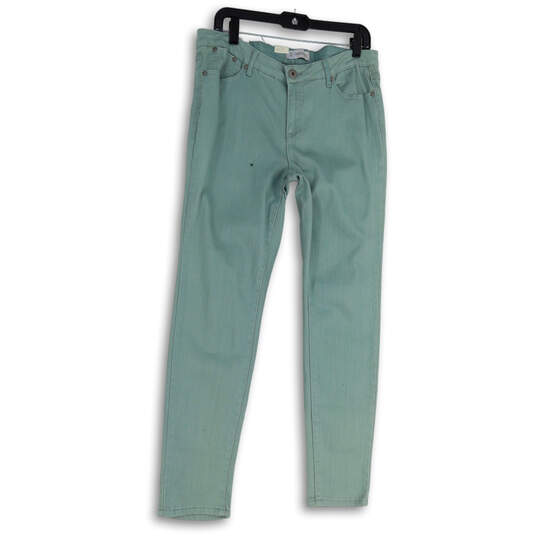 NWT Womens Green Denim Medium Wash Stretch Pockets Skinny Jeans Size 10 image number 1