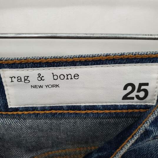 Rag & Bone Blue Slim Straight High Rise Jeans WM Size 25 NWT image number 3