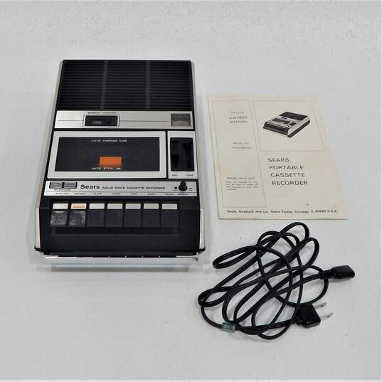Vintage Sears Solid State Cassette Player Recorder w/ Manual image number 1