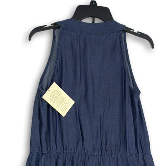NWT Boston Proper Womens Blue Denim Fringe Sleeveless Wrap Dress Size XS image number 4