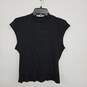 Black Ribbed Mock Neck Sleeveless T-Shirt image number 1