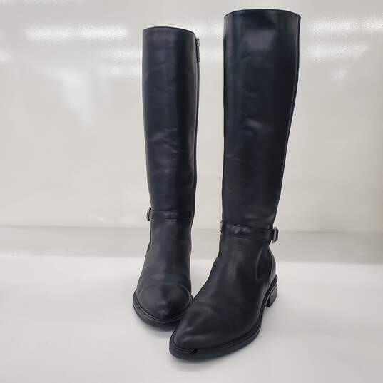 Aquatalia Women's Nastia Black Leather Knee High Riding Boots Size 6.5 image number 2