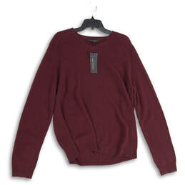 NWT Mens Maroon Knitted Long Sleeve V-Neck Pullover Sweater Size XL