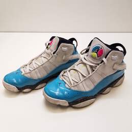 Air Jordan 6 Rings Blue Fury Cyber Pink Athletic Shoes Men's Size 10.5