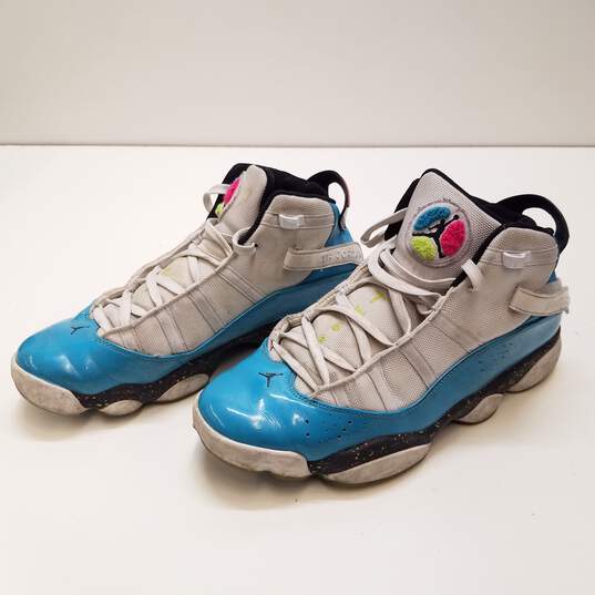 Air Jordan 6 Rings Blue Fury Cyber Pink Athletic Shoes Men's Size 10.5 image number 1