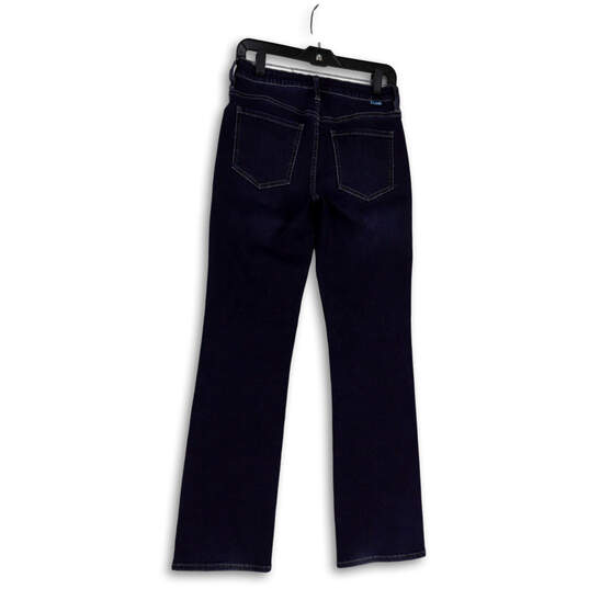 Womens Blue Dark Wash Stretch Pocket Flat Front Straight Leg Jeans Size 27 image number 2