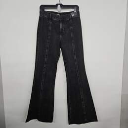 EXPRESS Black Denim 70s Flare Mid Rise Jeans