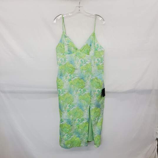 Lulus Mint Green & Blue Floral Patterned Midi Slip Dress WM Size XL NWT image number 1