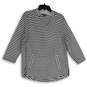 Womens Black White Striped Long Sleeve Pullover Hoodie Size L 14-16 image number 1