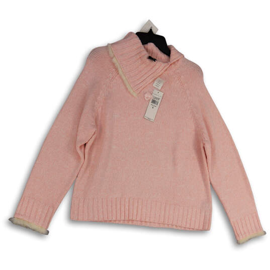 NWT Womens Pink Knitted Collared Long Sleeve Pullover Sweater Size Large image number 1