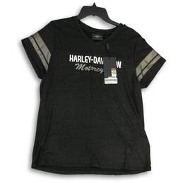 NWT Harley Davidson Motor Clothes Womens Black Crew Neck Pullover T-Shirt Sz XL