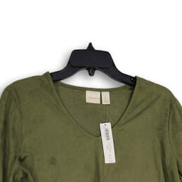 NWT Womens Green V-Neck Bell Sleeve Pullover Blouse Top Size 2