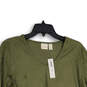 NWT Womens Green V-Neck Bell Sleeve Pullover Blouse Top Size 2 image number 1