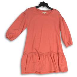 Ultra Flirt Womens Pink Round Neck 3/4 Sleeve Peplum Pullover Blouse Top Size M