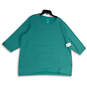 NWT Womens Green Heather Round Neck Short Sleeve Pullover T-Shirt Size 3X image number 1