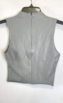 Skims Womens Gray Leather Sleeveless Crew Neck Back Zip Cropped Tank Top Size S alternative image