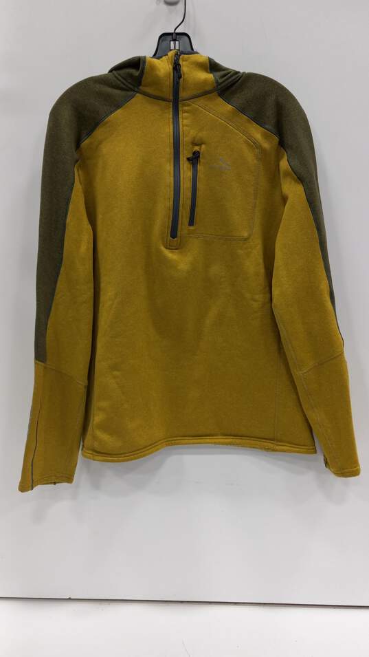 L. L. Bean Green And Slightly Yellow Hooded Slightly Fitted Quarter Zip Pull Over Jacket Women's Size L image number 1