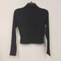 Womens Black Long Sleeve Collared Cropped Full Zip Sweater Size X-Small image number 2