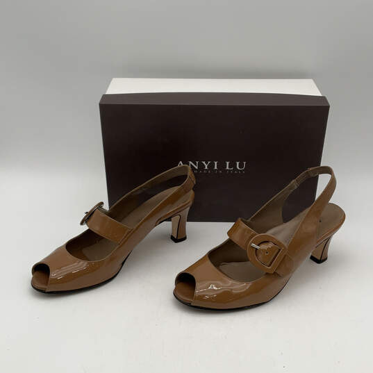 Womens TULIP Brown Stiletto Heel Buckle Slingback Sandals Size EUR 37.5 image number 1