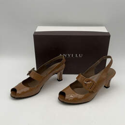 Womens TULIP Brown Stiletto Heel Buckle Slingback Sandals Size EUR 37.5
